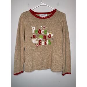 2000s Tiara International Peace Christmas Angels Tacky Ugly Christmas Sweater M